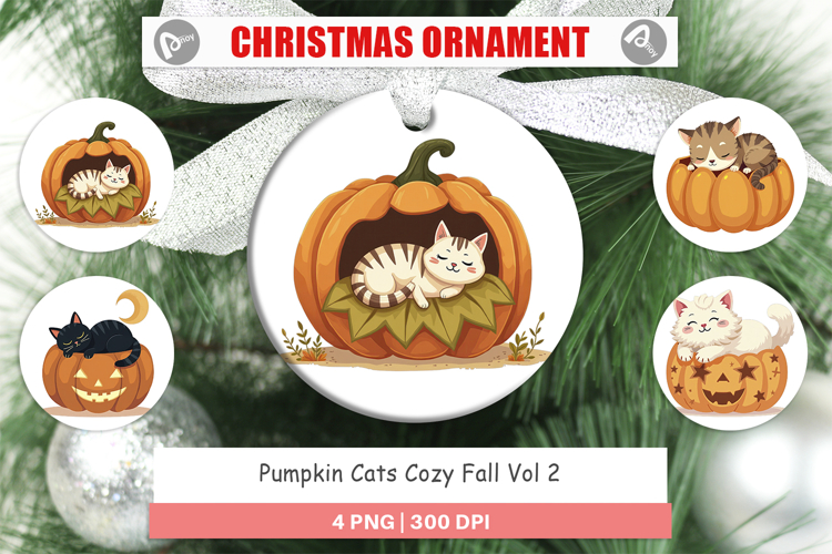 Ornament Pumpkin Cats Fall