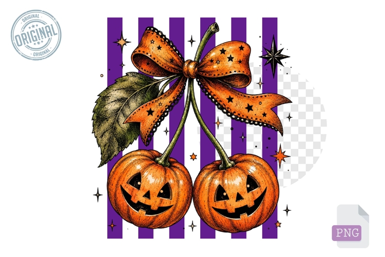 Pumpkin Cherry Halloween Bow PNG Clipart Design Artwork