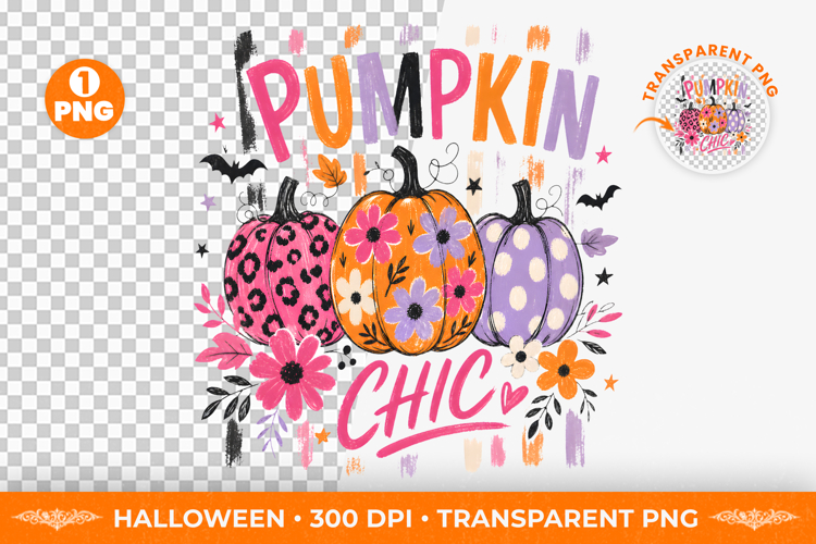Pumpkin Chic Brushstroke Halloween T-Shirt Design PNG