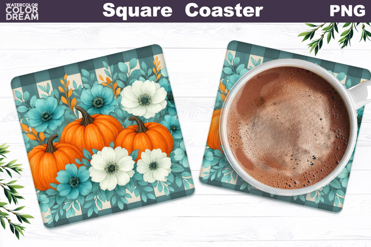 Fall Pumpkin Square Coaster | Thanksgiving Sublimation