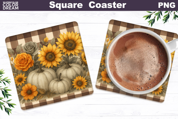 Fall Pumpkin Square Coaster | Thanksgiving Sublimation