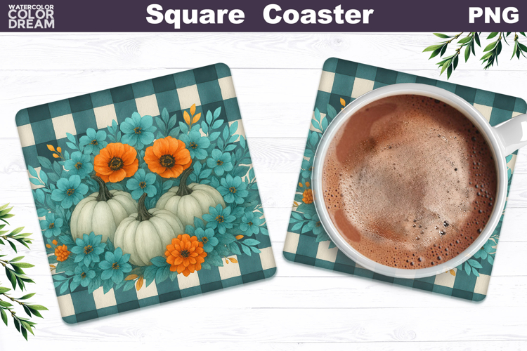 Fall Pumpkin Square Coaster | Thanksgiving Sublimation