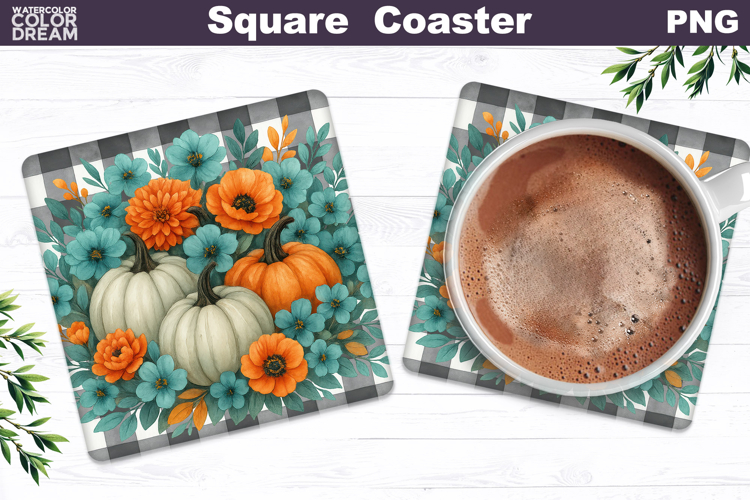 Fall Pumpkin Square Coaster | Thanksgiving Sublimation