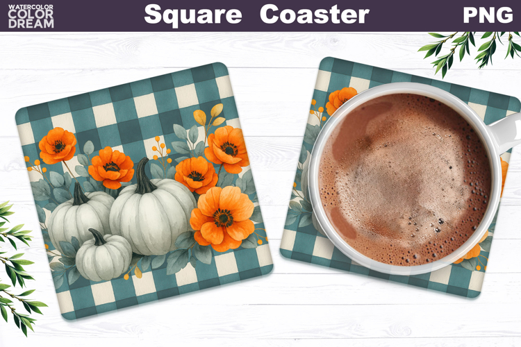 Fall Pumpkin Square Coaster | Thanksgiving Sublimation
