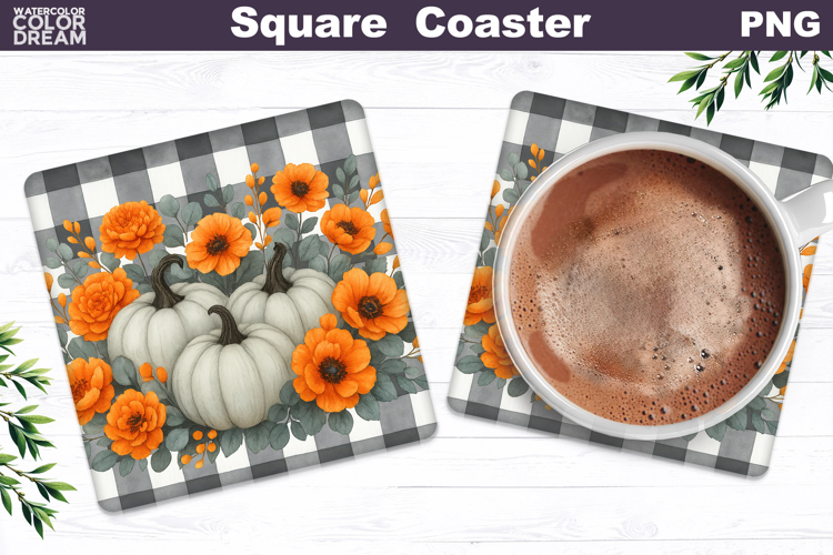 Fall Pumpkin Square Coaster | Thanksgiving Sublimation
