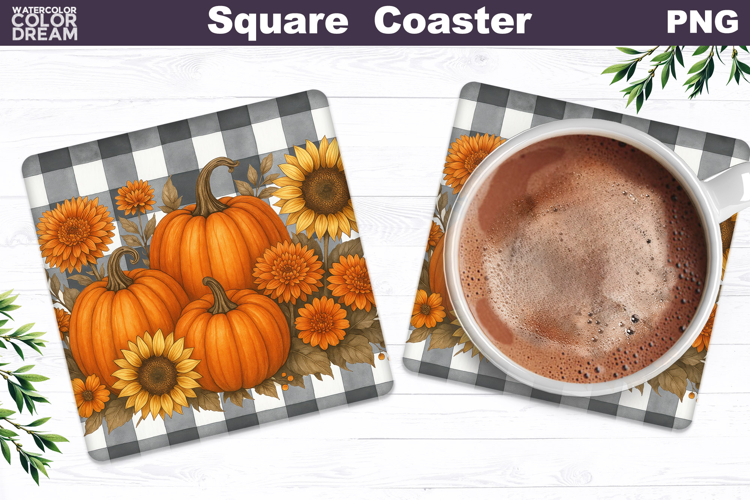 Fall Pumpkin Square Coaster | Thanksgiving Sublimation