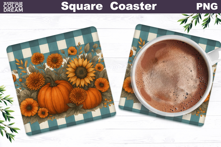 Fall Pumpkin Square Coaster | Thanksgiving Sublimation