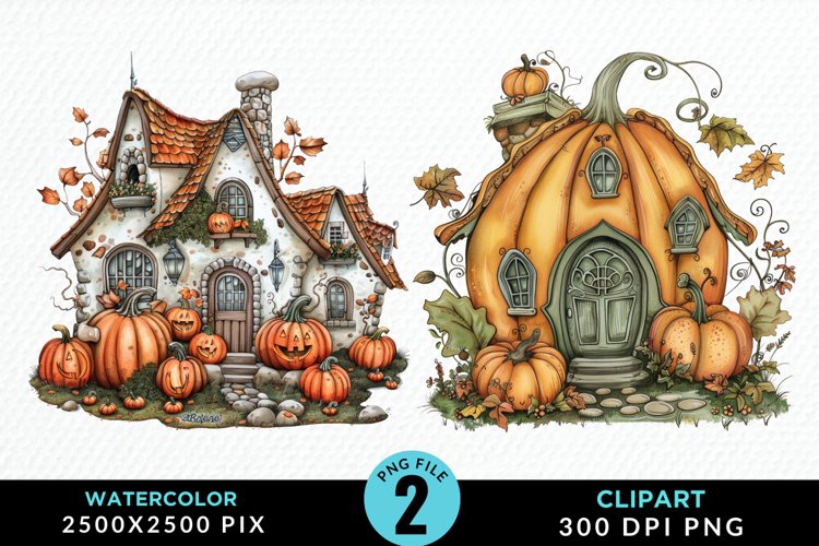 Pumpkin Cottage Illustration PNG Clipart