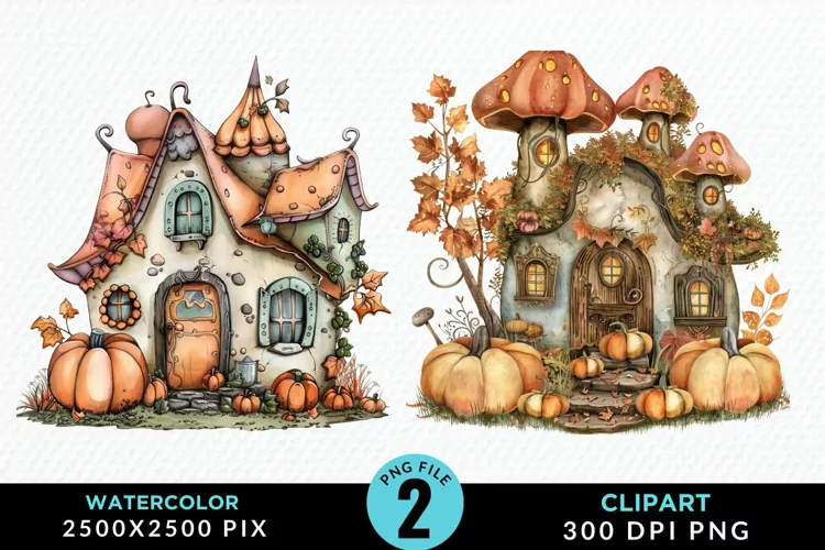 Pumpkin Cottage Sublimation PNG Clipart