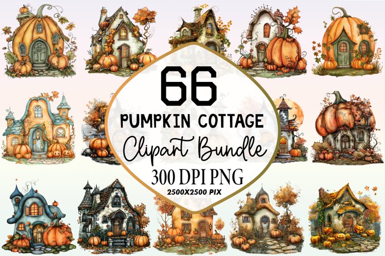 Pumpkin Cottage Clipart Bundle