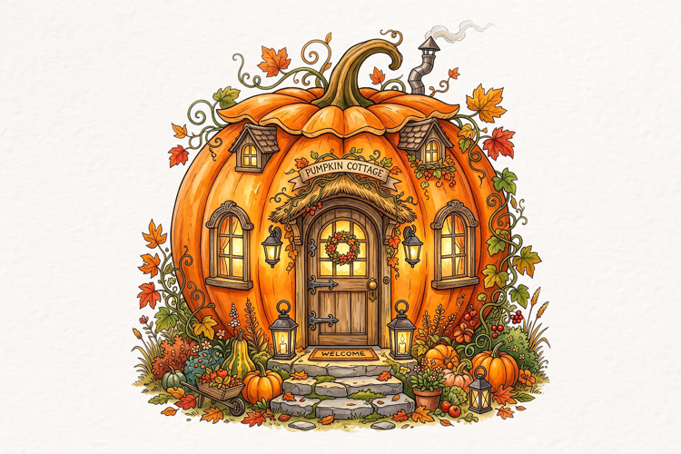 Pumpkin Cottage House PNG