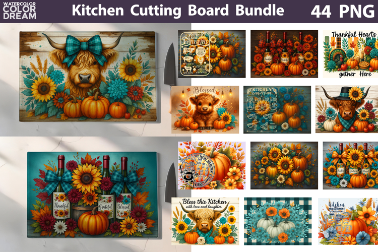 Fall Pumpkin Glass Cutting Board | Thanksgiving Bundle