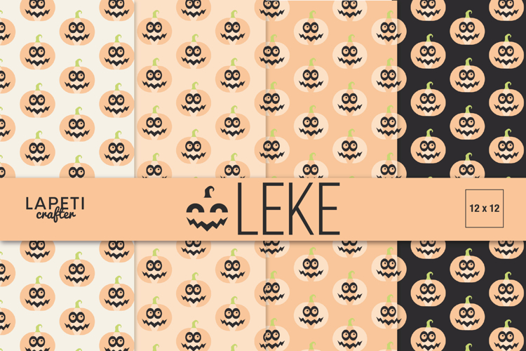 Pumpkin Halloween Digital Paper, Cute Jack O Lantern Pattern