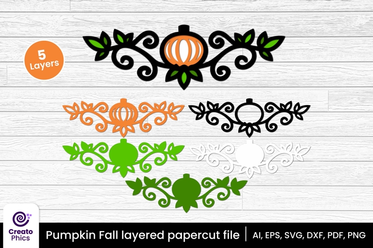 3D layered pumpkin papercut SVG | Fall laser cut crafting