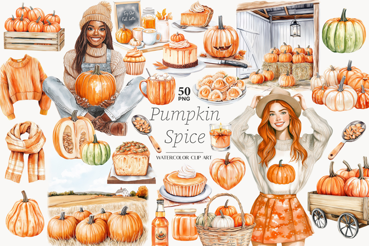 Pumpkin Farm Clipart Set | Autumn Farm PNG Pumpkin Patch