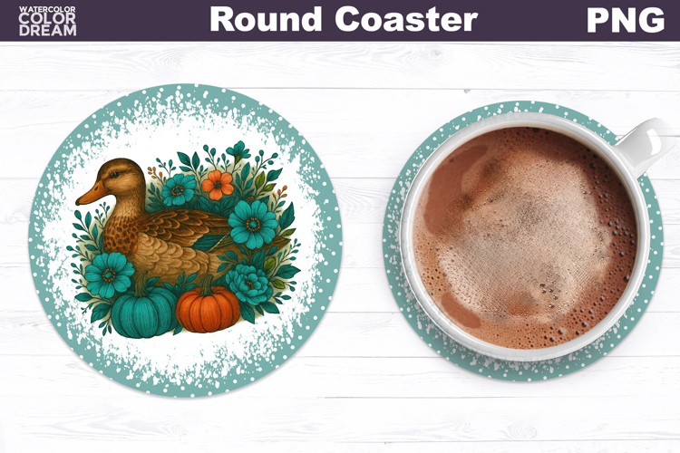 Duck Floral Round Coaster | Farm Animal Car Coaster
