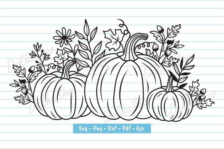 Pumpkin Flower Svg, Fall Pumpkin Svg, Fall Wildflower Svg.