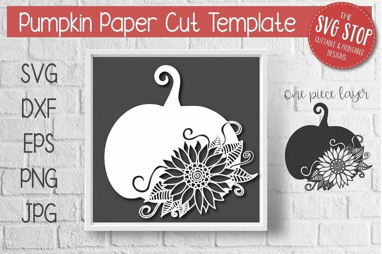 Sunflower Pumpkin SVG | Paper Cut Fall Decor