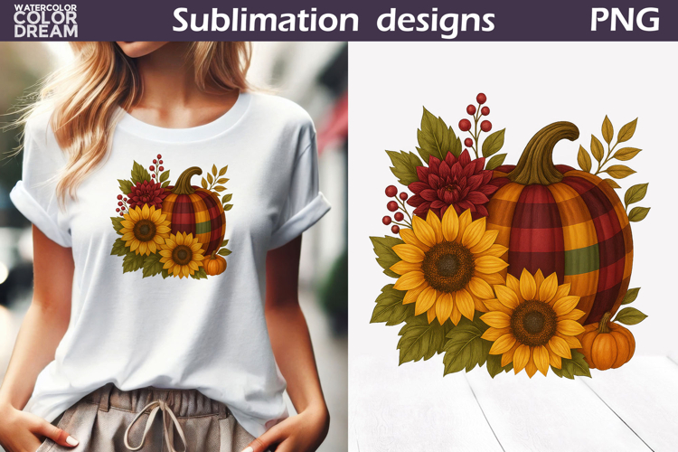 Pumpkin Floral Clipart | Thanksgiving Sublimation