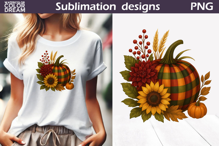 Pumpkin Floral Clipart | Thanksgiving Sublimation