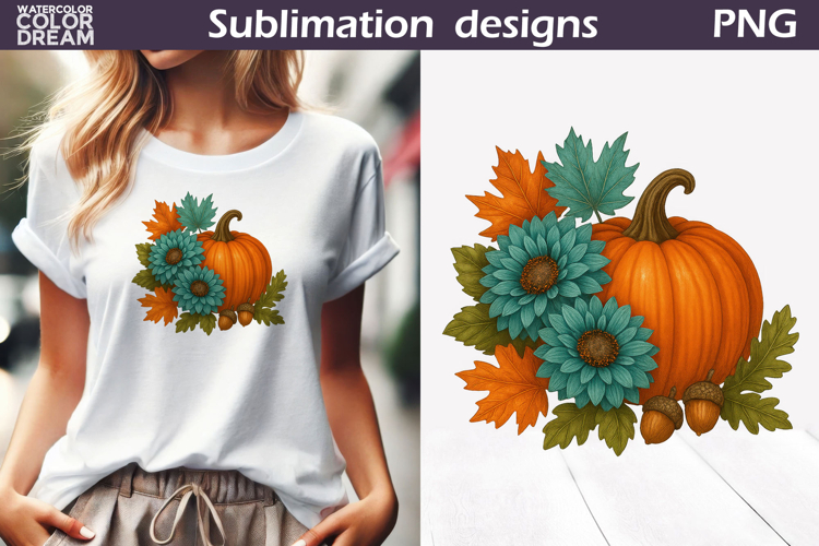 Pumpkin Floral Clipart | Thanksgiving Sublimation