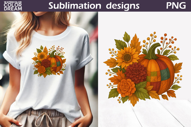 Pumpkin Floral Clipart | Thanksgiving Sublimation