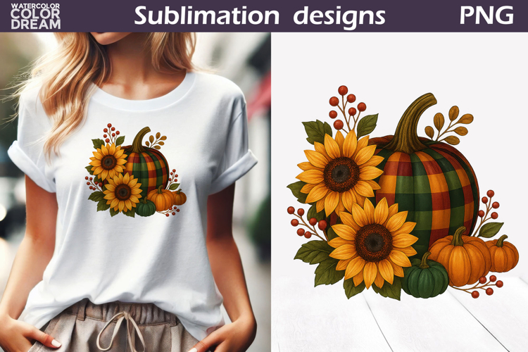 Pumpkin Floral Clipart | Thanksgiving Sublimation