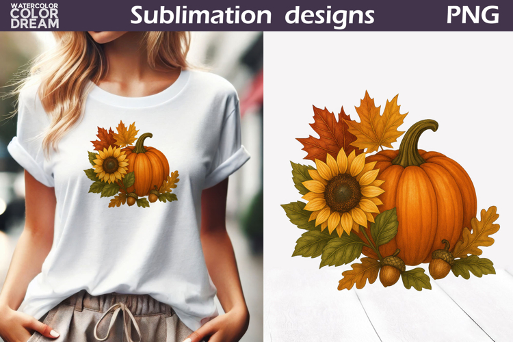 Pumpkin Floral Clipart | Thanksgiving Sublimation