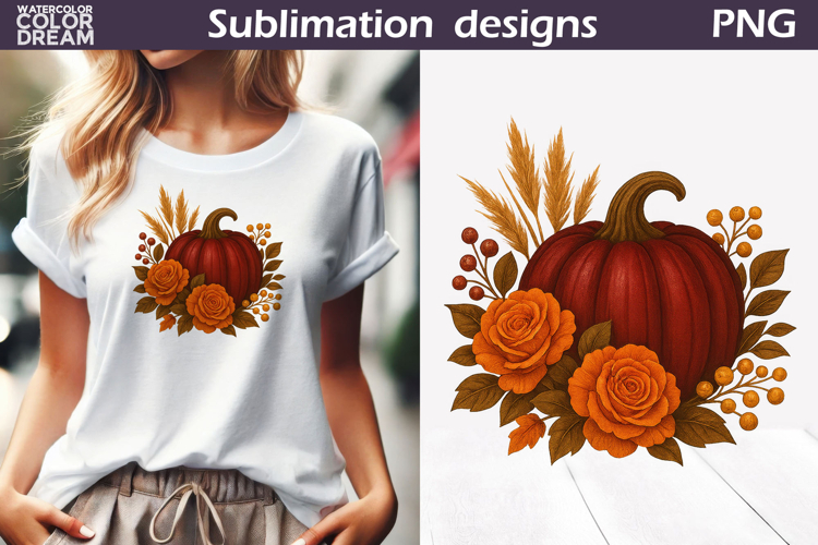 Pumpkin Floral Clipart | Thanksgiving Sublimation