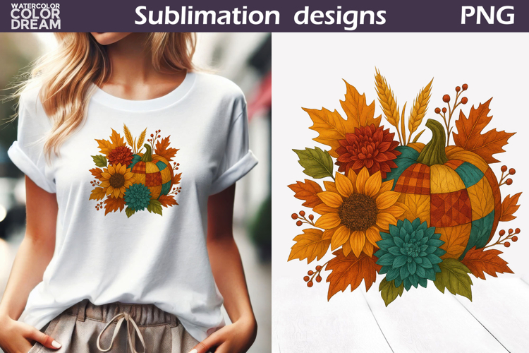 Pumpkin Floral Clipart | Thanksgiving Sublimation