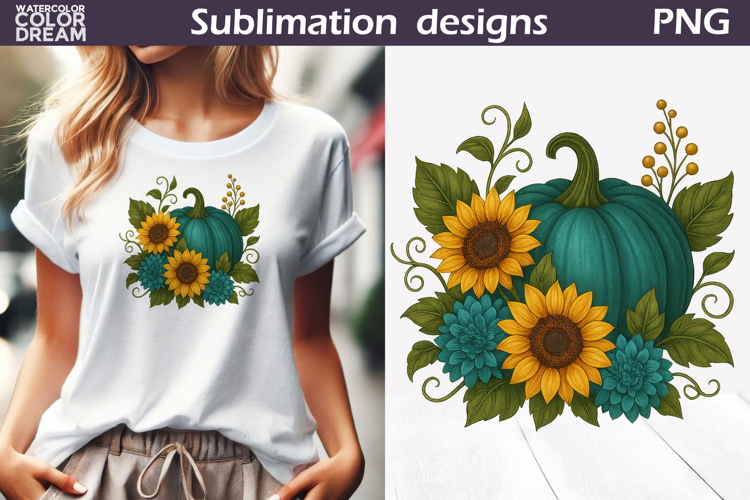 Pumpkin Floral Clipart | Thanksgiving Sublimation