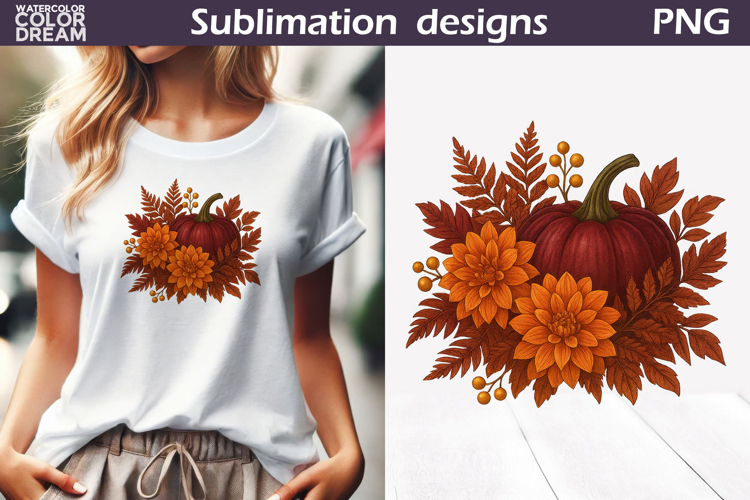 Pumpkin Floral Clipart | Thanksgiving Sublimation