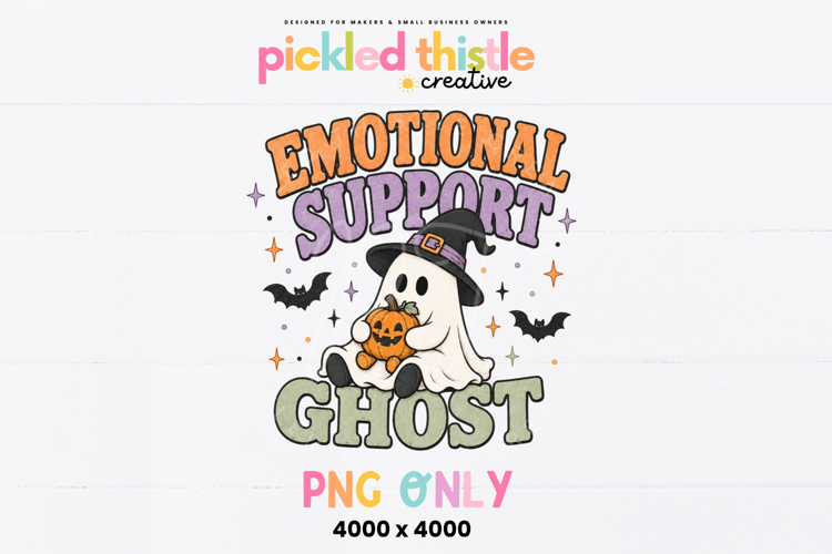 Emotional Support Ghost PNG, Cute Halloween Ghost PNG