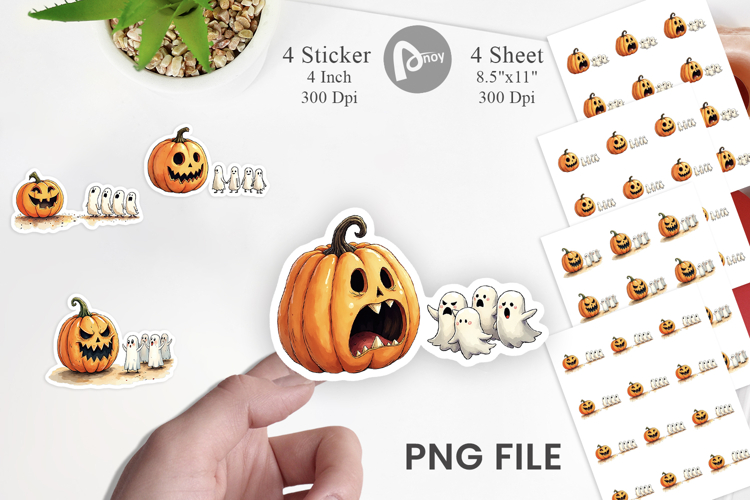 Halloween Pumpkin Ghosts Sticker