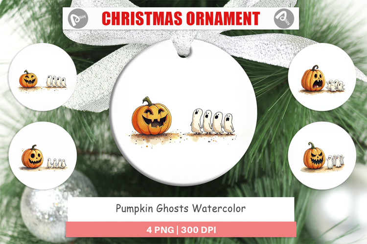 Halloween Pumpkin Ghosts Ornament