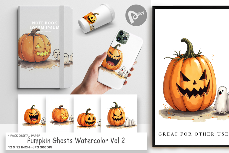 Halloween Pumpkin Ghosts Digital Paper