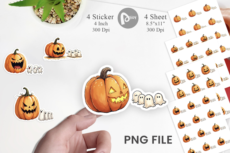 Halloween Pumpkin Ghosts Sticker