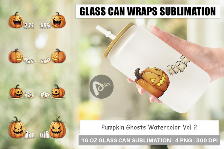 Halloween Pumpkin Ghosts Glass Can