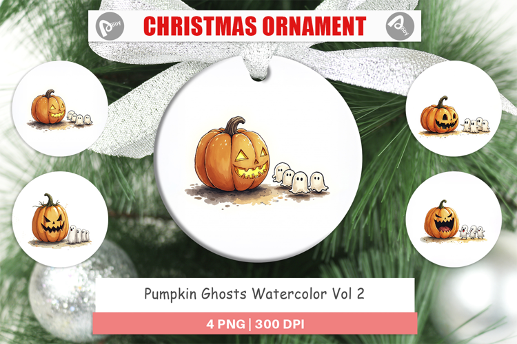 Halloween Pumpkin Ghosts Ornament