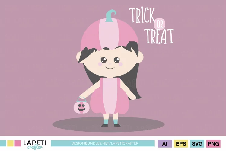 Halloween Pumpkin Girl Vector Design | Ai - Eps - Svg - Png