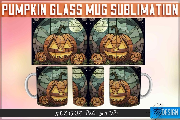 Pumpkin Glass Mug Sublimation | 11Oz 15Oz Halloween Mug example image 1