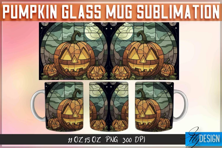 Pumpkin Glass Mug Sublimation | 11Oz 15Oz Halloween Mug