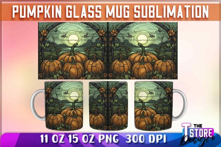 Pumpkin Glass Mug Sublimation | 11 oz 15 oz Mug | PNG File