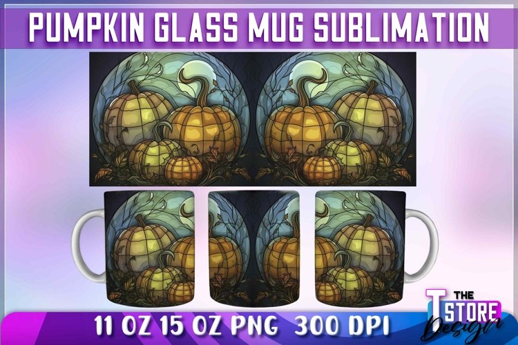 Pumpkin Glass Mug Sublimation | 11 oz 15 oz Mug | PNG File