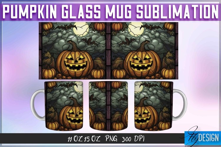 Pumpkin Glass Mug Sublimation | 11Oz 15Oz Halloween Mug example image 1