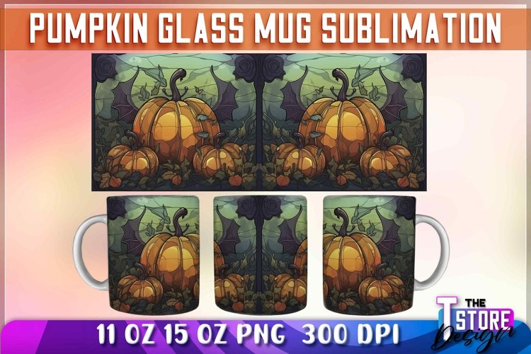Pumpkin Glass Mug Sublimation | 11 oz 15 oz Mug | PNG File