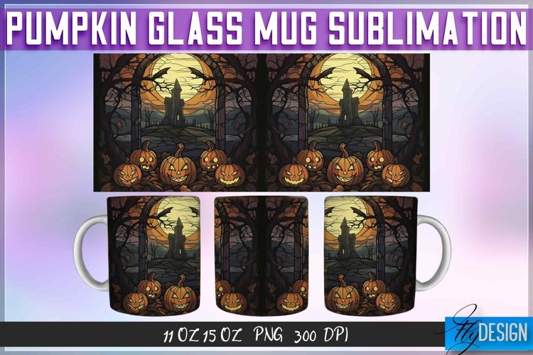 Pumpkin Glass Mug Sublimation | 11Oz 15Oz Halloween Mug example image 1