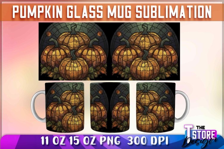 Pumpkin Glass Mug Sublimation | 11 oz 15 oz Mug | PNG File