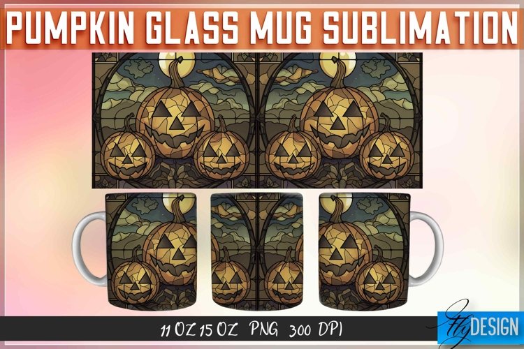 Pumpkin Glass Mug Sublimation | 11Oz 15Oz Halloween Mug example image 1