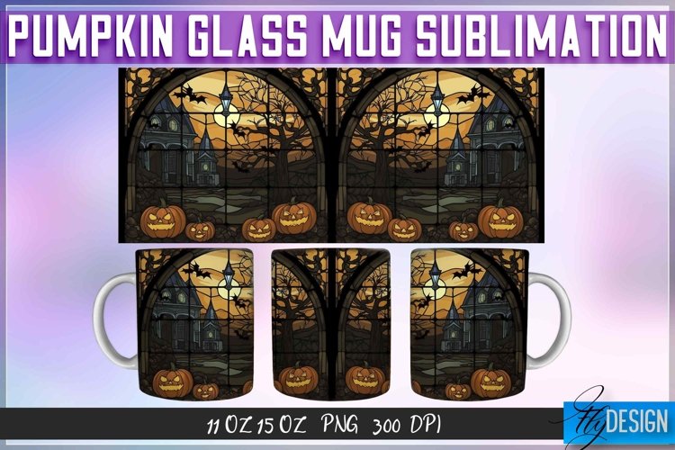 Pumpkin Glass Mug Sublimation | 11Oz 15Oz Halloween Mug example image 1
